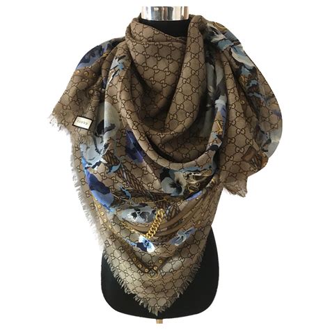 gucci blue blooms scarf|Gucci head scarf women.